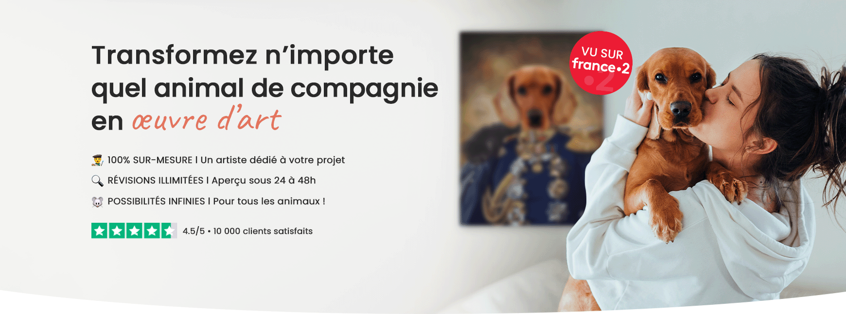 Transformez la photos de votre chien, chat, lapin en un tableau personnalisé