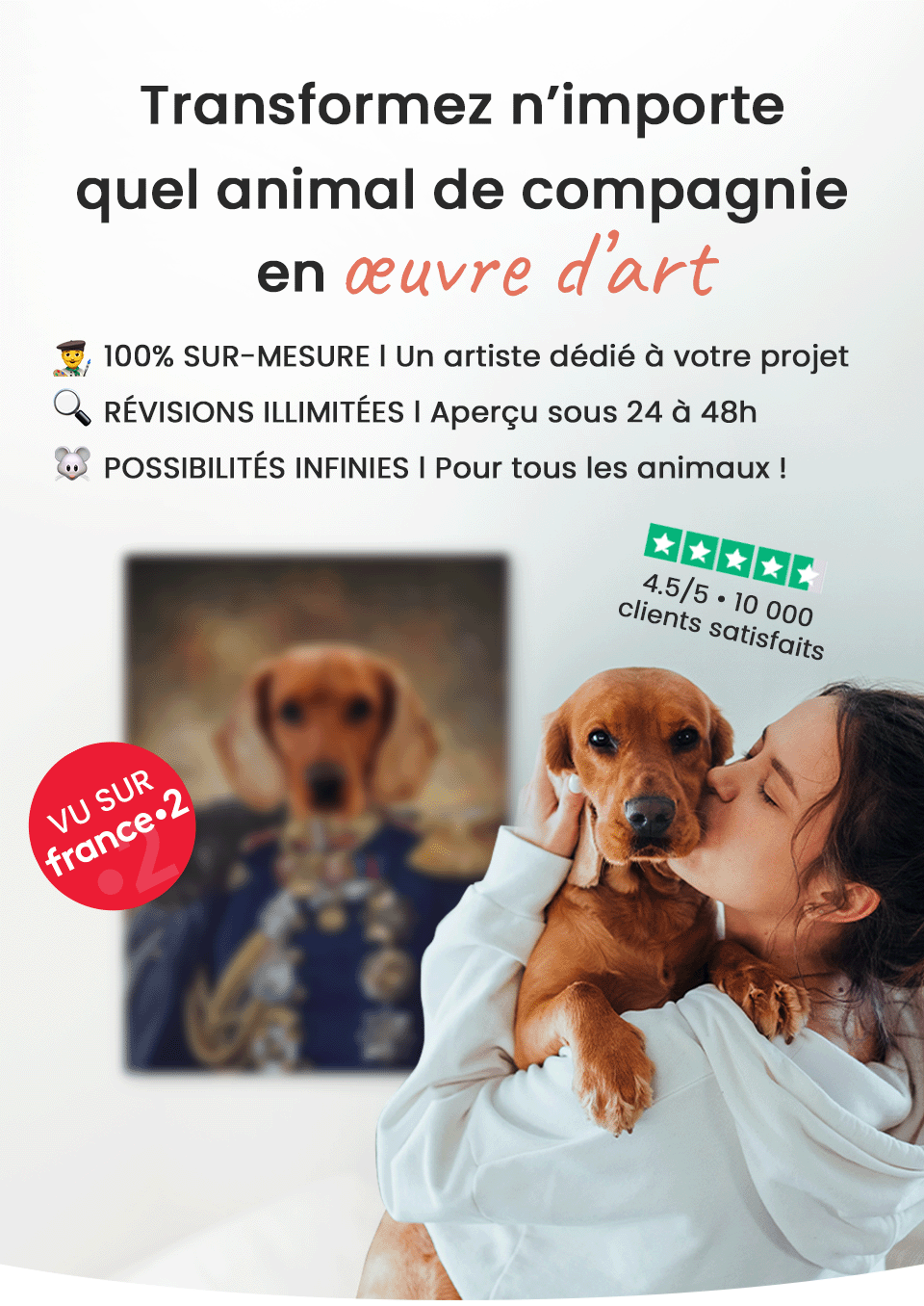 Transformez la photos de votre chien, chat, lapin en un tableau personnalisé