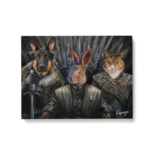 Portrait personnalisé de vos animaux | Série & TV | Tableau d'un chien, lapin et chat habillés en Game of Thrones