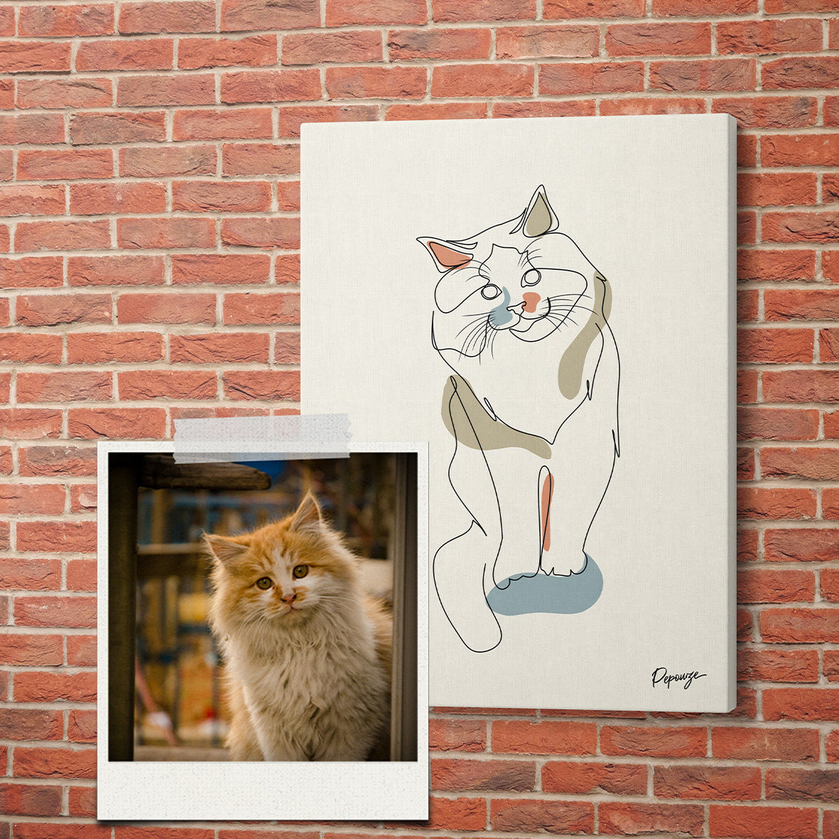 Le Picasso (crème) - Portrait Contemporain de votre Animal