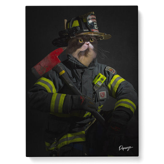 Le Pompier - Portrait personnalisé Animal - Style Héroïque 🧑🚒