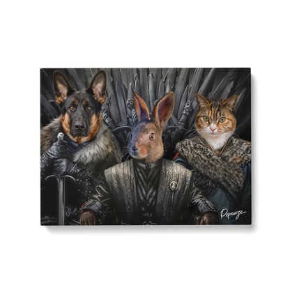 Portrait personnalisé de vos animaux | Série & TV | Tableau d'un chien, lapin et chat habillés en Game of Thrones