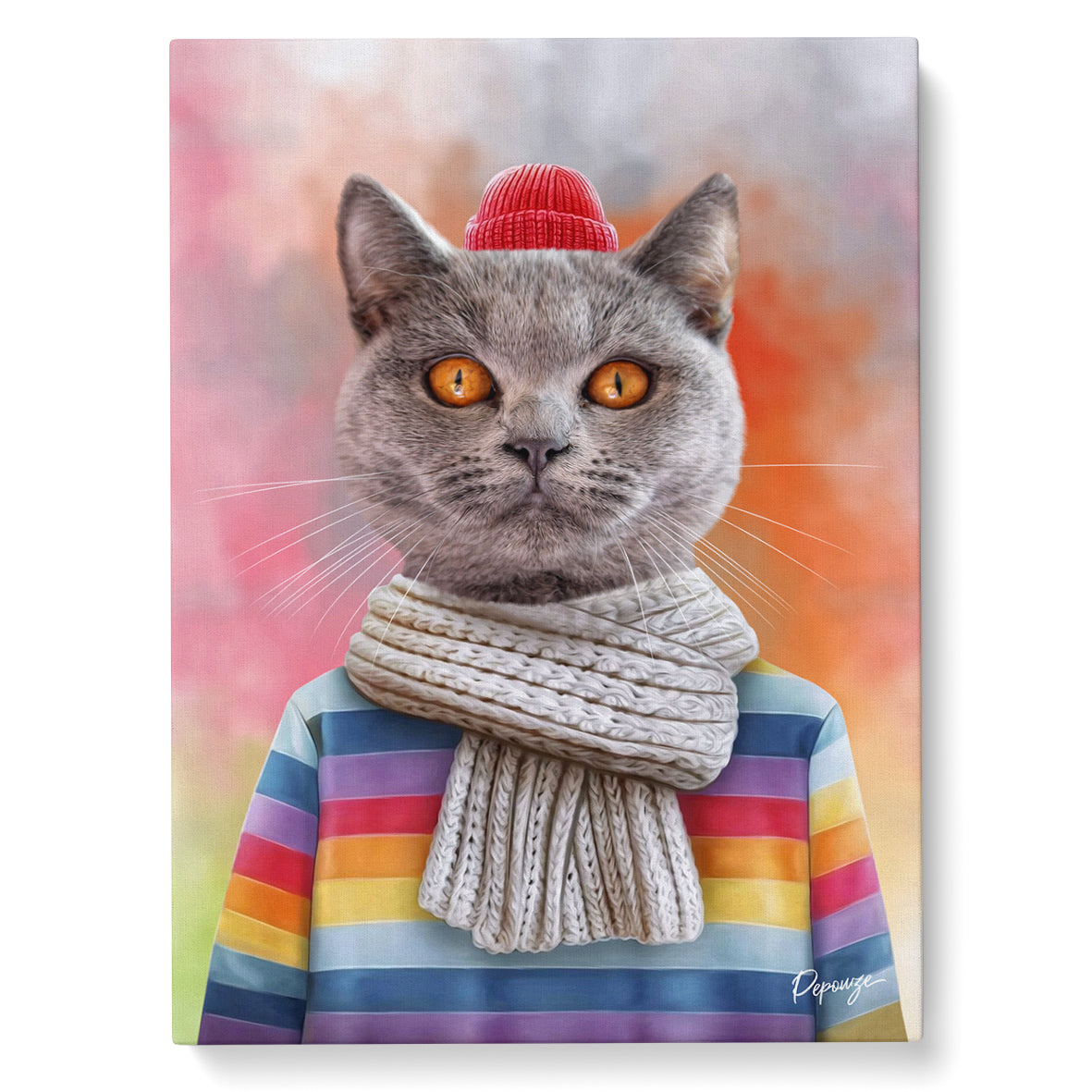 Portrait personnalisé de vos animaux | Rigolo | Chat en Hipster
