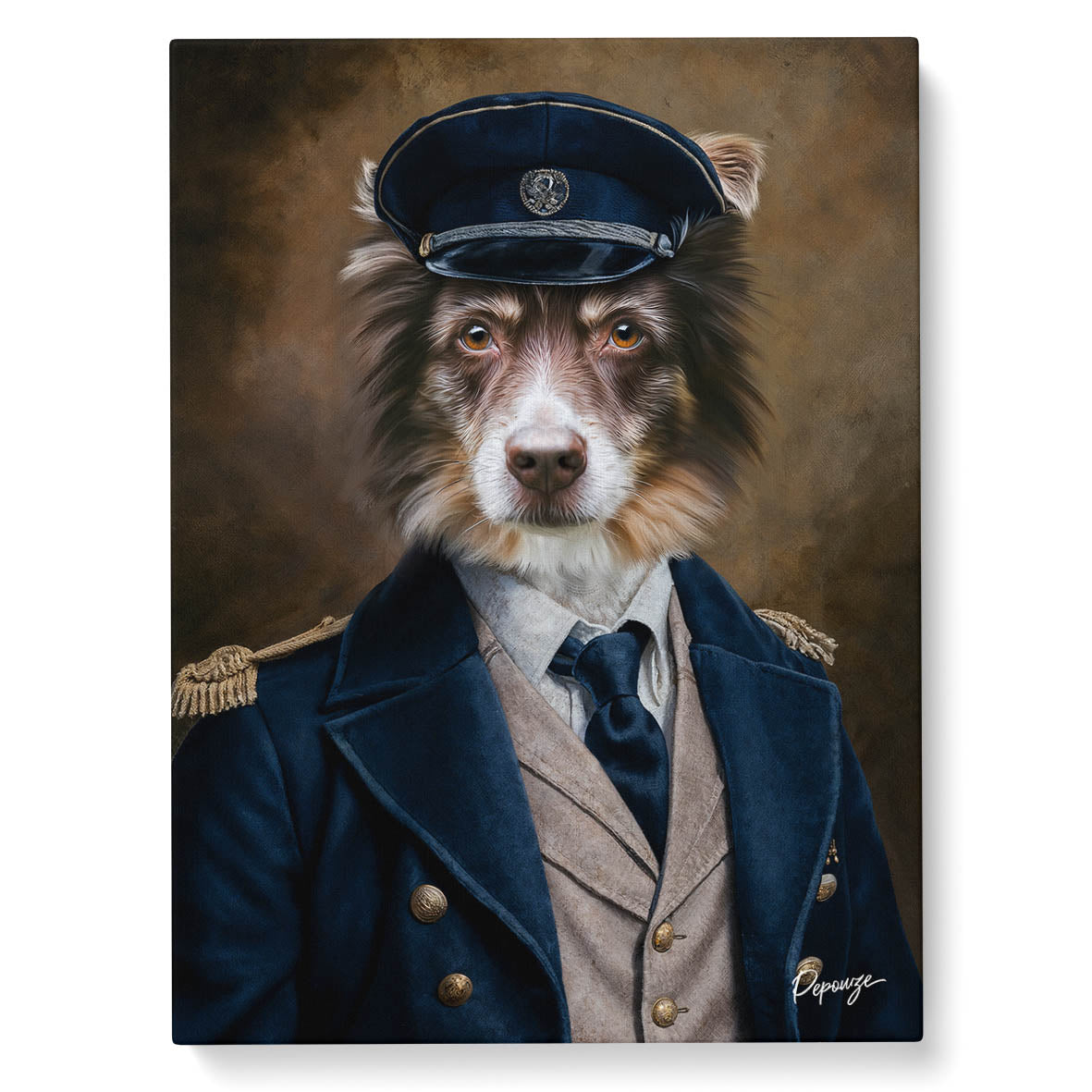 Portrait personnalisé de vos animaux | Militaire | Le Baron Bleu