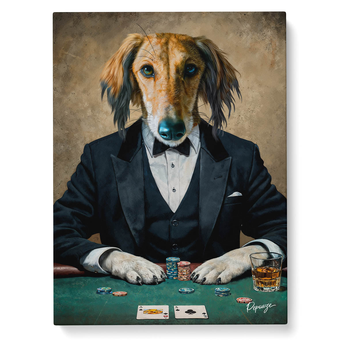Image du produit Le Joueur de Poker - Portrait personnalisé Animal - Style Rigolo 🃏