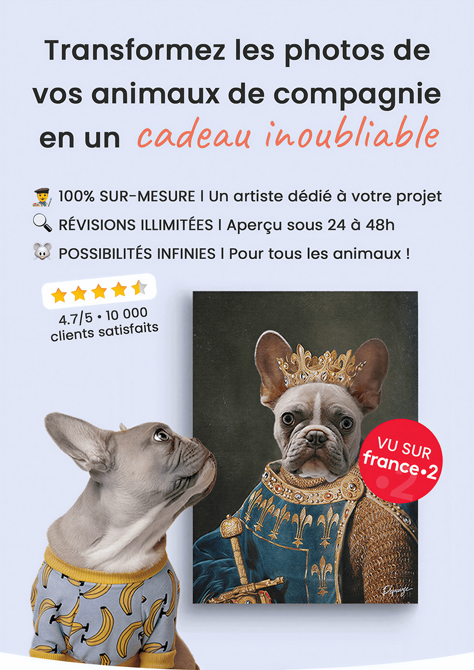 Transformez la photos de votre chien, chat, lapin en un tableau personnalisé