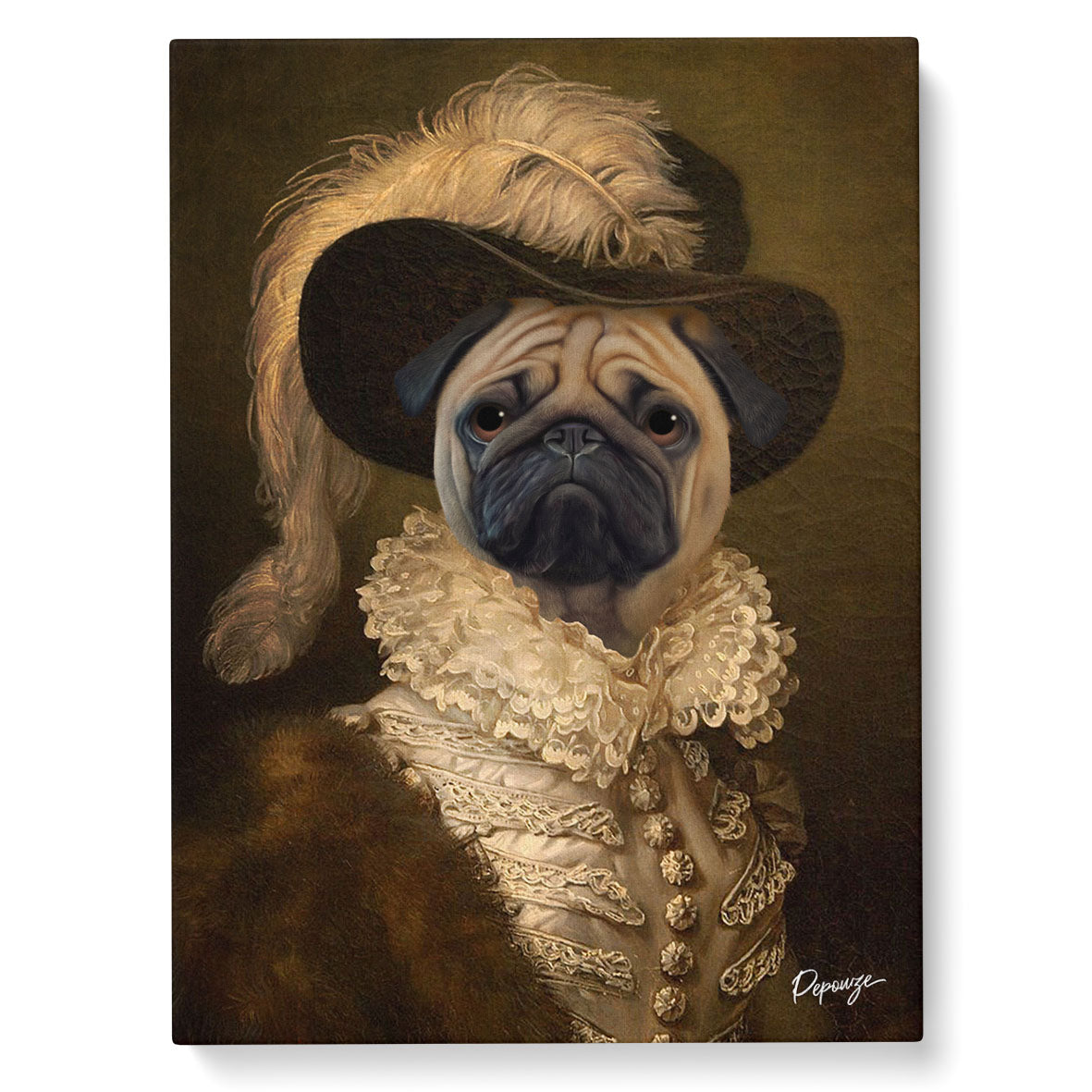 Portrait personnalisé de vos animaux | Aristocrate | Tableau d'un chien en Baronne