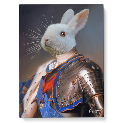 Portrait personnalisé de vos animaux | Renaissance | Tableau d'un lapin en Chevalier