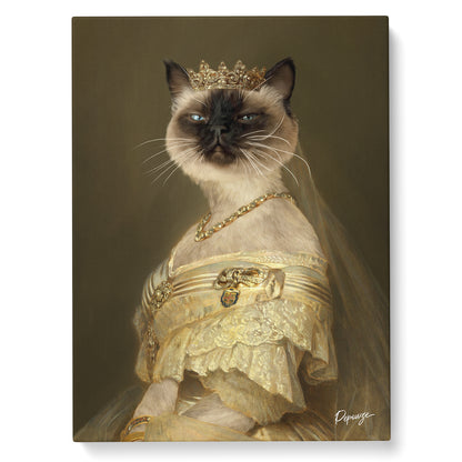 Portrait personnalisé de vos animaux | Royal | Chat en Princesse dorée