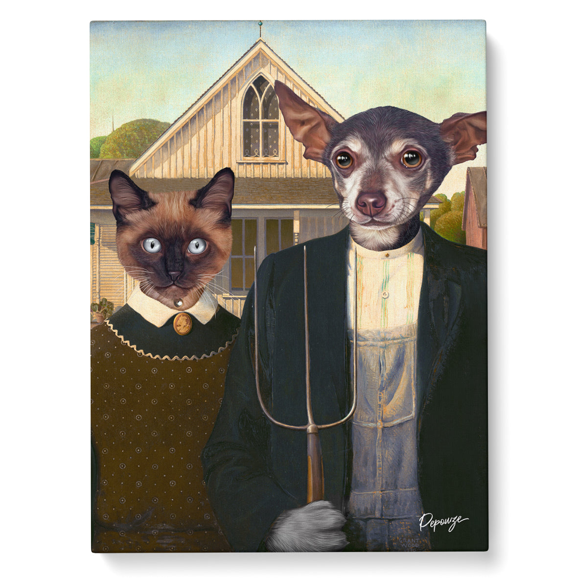 Portrait personnalisé de vos animaux | Renaissance | Tableau de deux chiens en fermiers