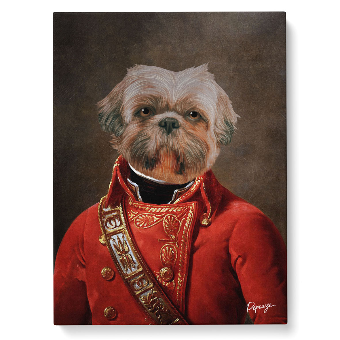 Portrait personnalisé de vos animaux | Militaire | Tableau d'un chien en Hussard