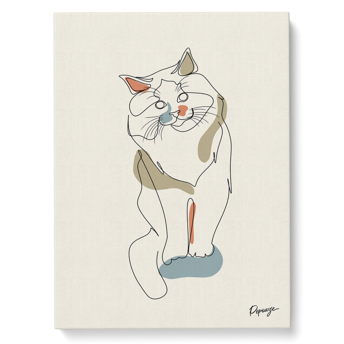 Portrait personnalisé de vos animaux | Pop Art | Tableau d'un chat en style line art