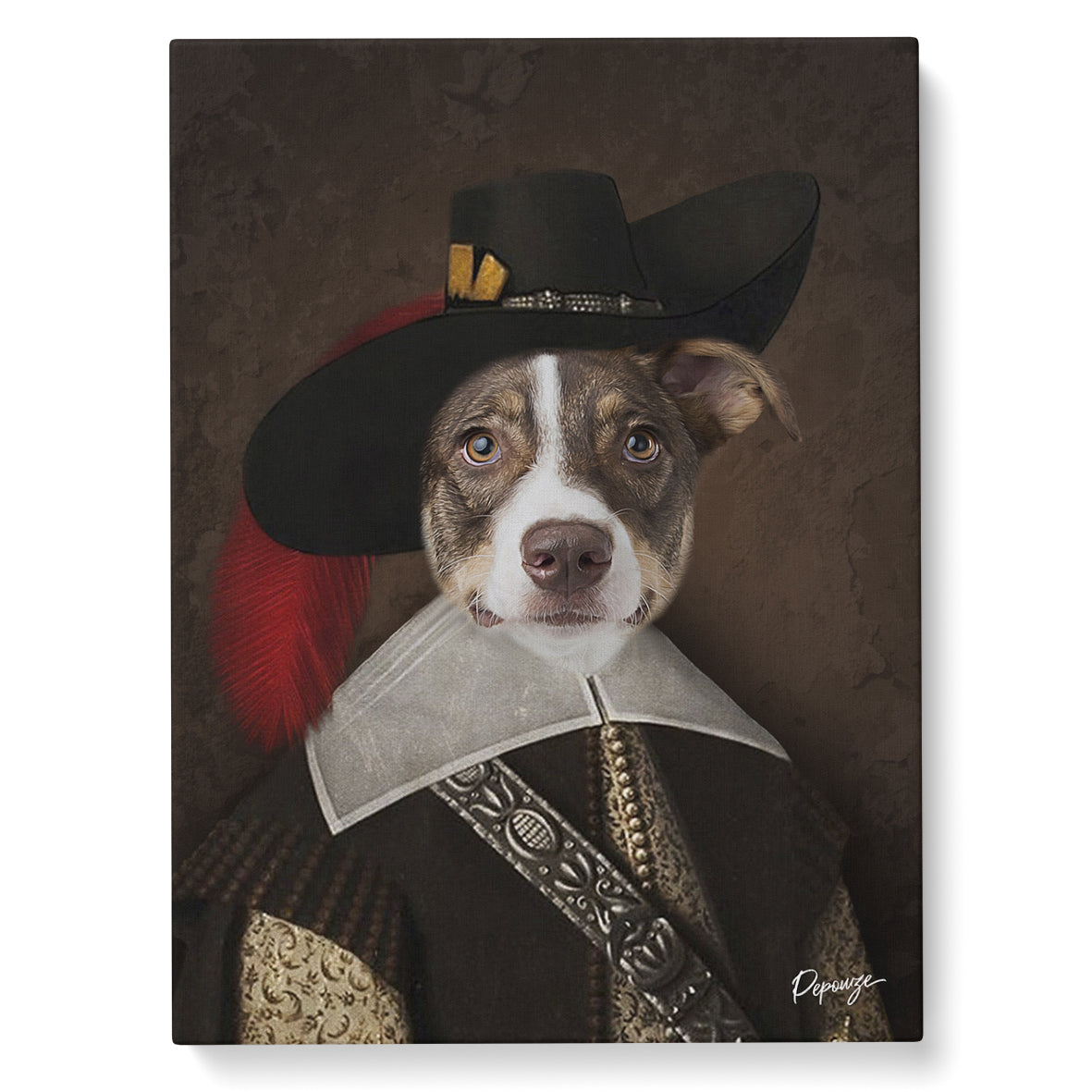 Portrait personnalisé de vos animaux | Renaissance | Tableau d'un chien en Mousquetaire
