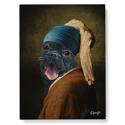 Portrait personnalisé de vos animaux | Rigolo | Tableau d'un chien en jeune fille à la Perle