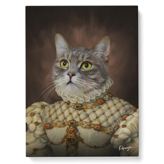 Portrait personnalisé de vos animaux | Royal | Tableau d'un chat en princesse
