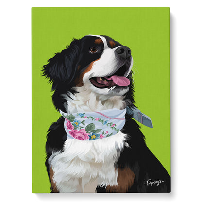 Portrait personnalisé de vos animaux | Pop Art | Tableau d'un chien en style Andy Warhol avec fond vert